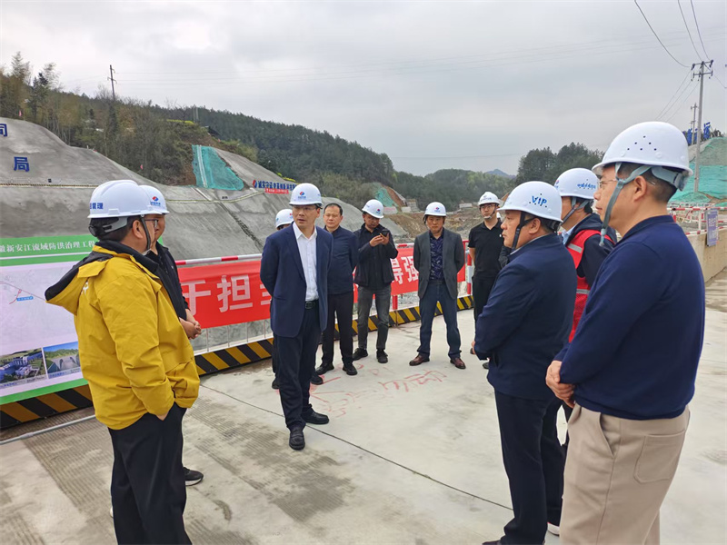 3月27日，縣長王奇勇帶隊(duì)調(diào)研防洪工程項(xiàng)目建設(shè)情況，黃山徽投集團(tuán)黨委書記、董事長洪筱明，副總經(jīng)理張高峰陪同調(diào)研。.jpg